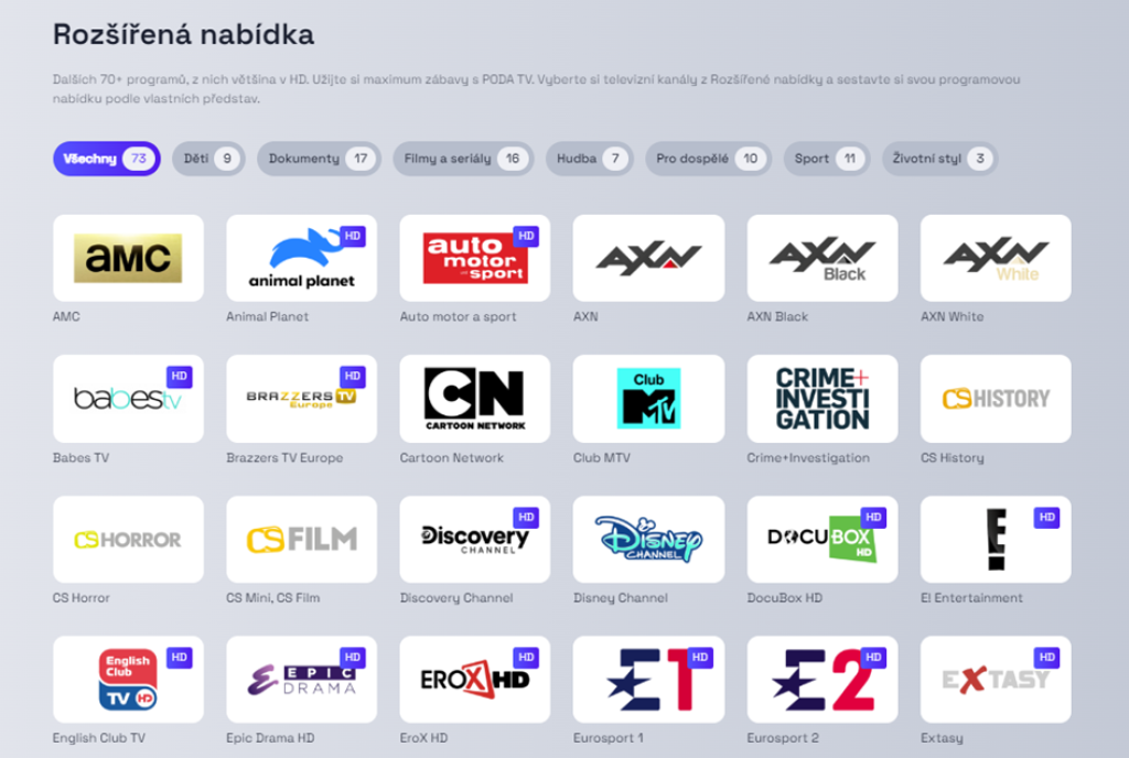 Rozšířená nabídka programů